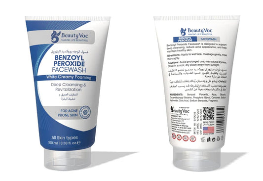 Benzoyl Peroxide Face Wash 100 ml - Anti acne treatment, Deep Cleanser for Pimples, Blackheads & Breakouts