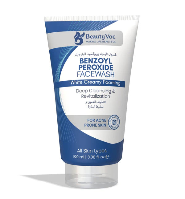 Benzoyl Peroxide Face Wash 100 ml - Anti acne treatment, Deep Cleanser for Pimples, Blackheads & Breakouts