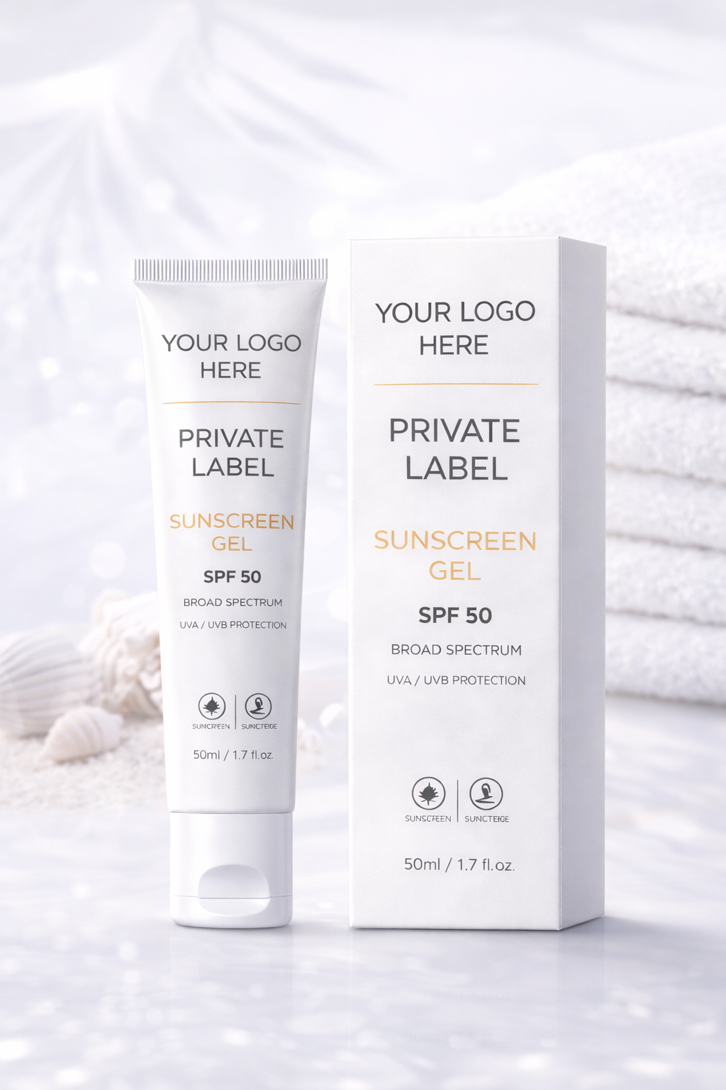 Sun Screen Gel 50ml With Box In Private Label