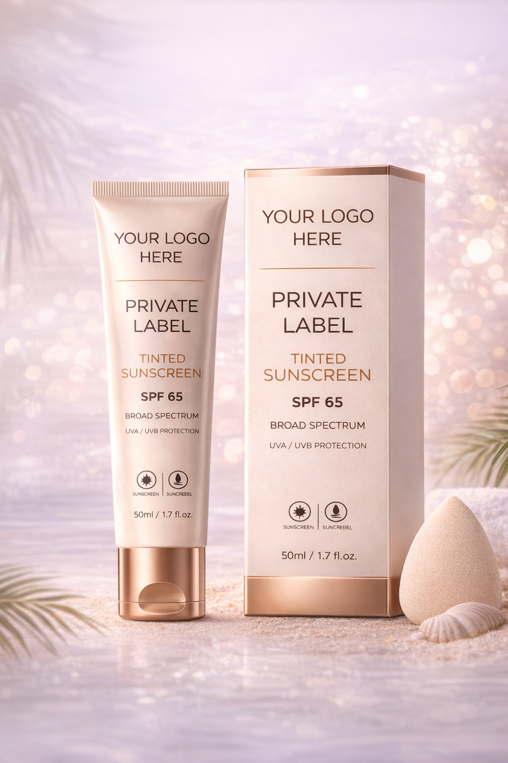 Tinted Sun Screen 50ml With Box In Private Label